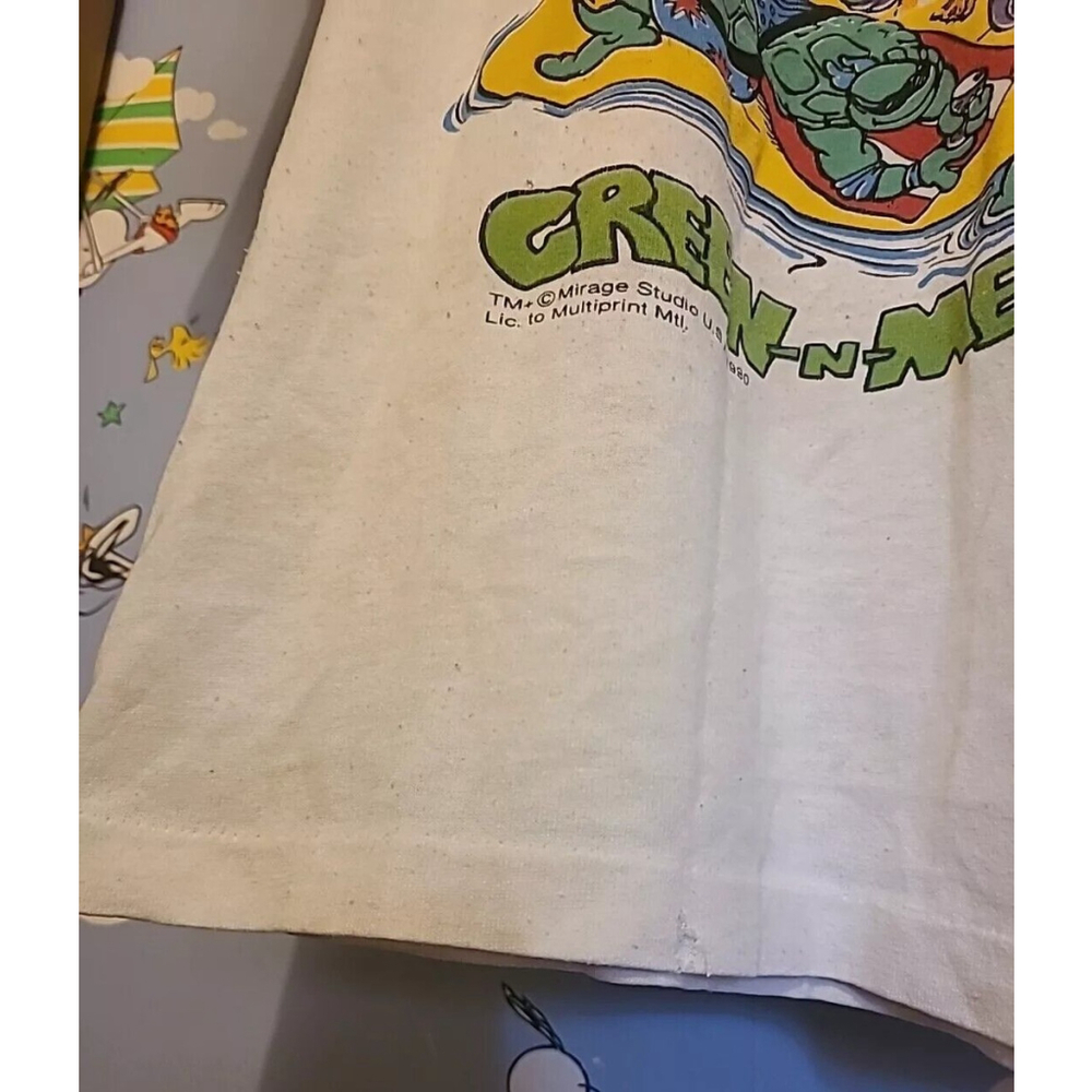 Vintage 90s 1990 Teenage Mutant Ninja Turtles Youth Large TShirt Mirage White - Picture 11 of 12